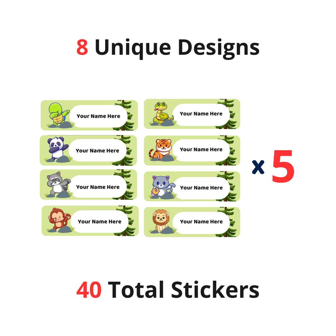 Dazaarka - Personalized name stickers - Cute Animals Combo