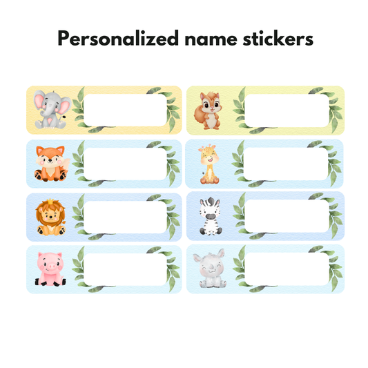 Dazaarka - Personalized name stickers - Watercolor Animals Combo