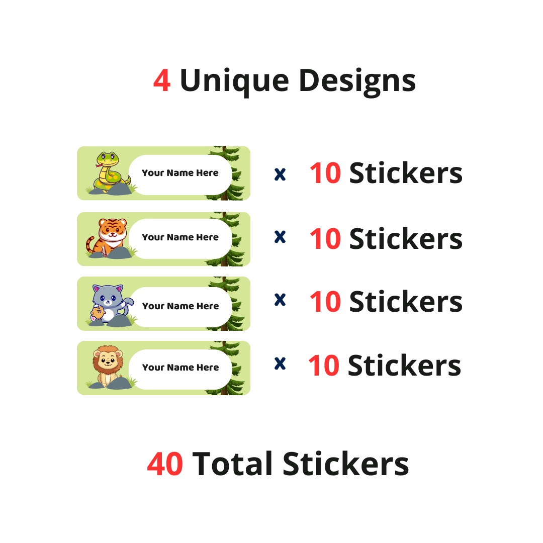 Dazaarka - Personalized name stickers - Cute Animals Set 2